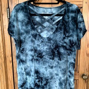 American Eagle AE tie dye cage-front Tshirt, sz L